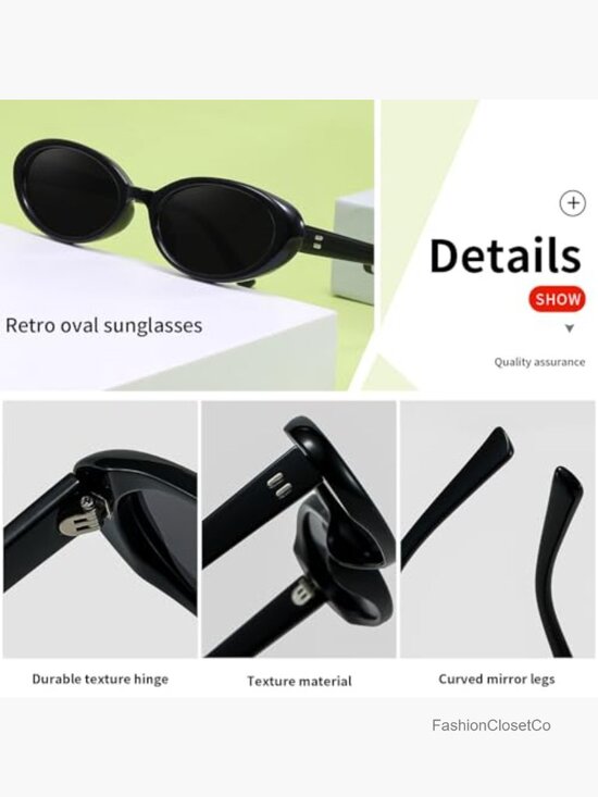 3-Pack Retro Oval Sunglasses UV400 Protection Small Frame Trendy Unisex main image 5